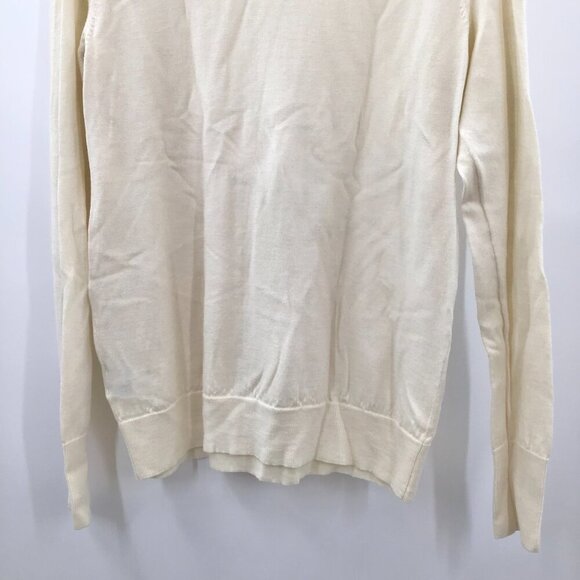 Women's Uniqlo Sweater L Ivory Super Soft Wool Pullover Long Sleeve Lightweight - Picture 7 of 13